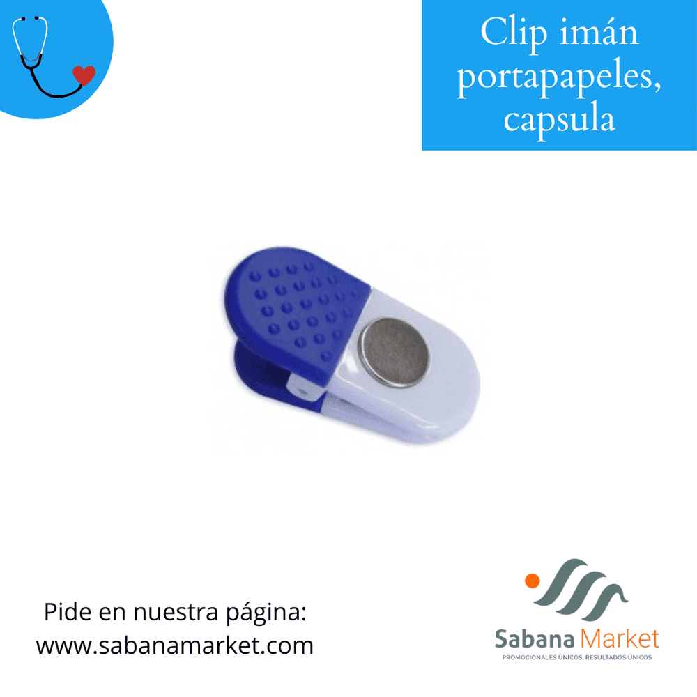 Clip imán portapapeles, capsula.