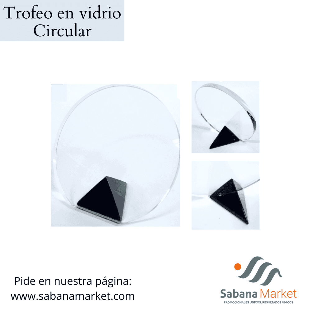 Trofeo en vidrio circular.