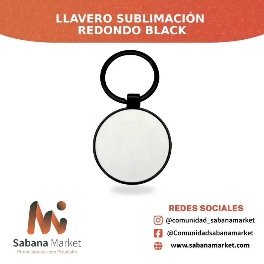 Llavero Sublimación Redondo Black