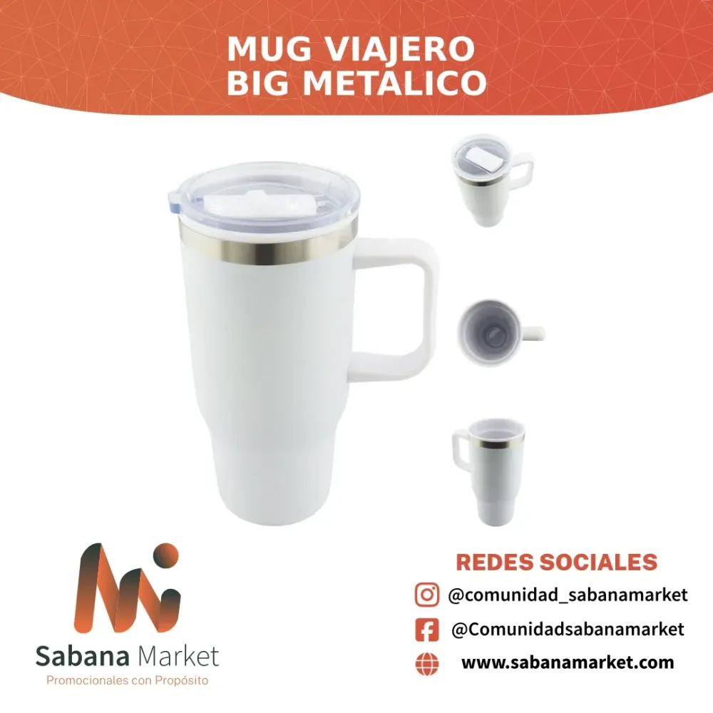 Mug Viajero Big Metalico