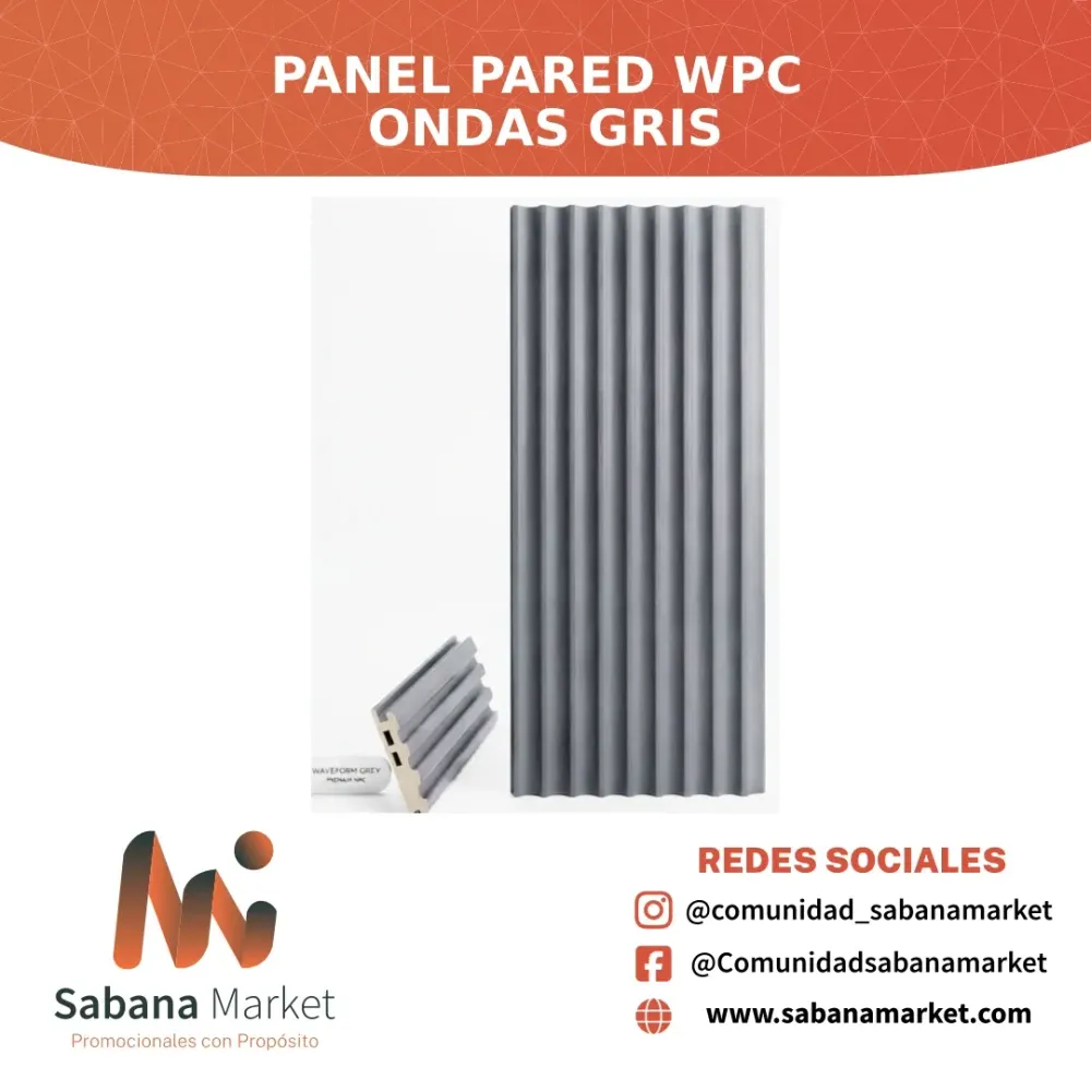 Panel Pared Wpc Ondas Gris
