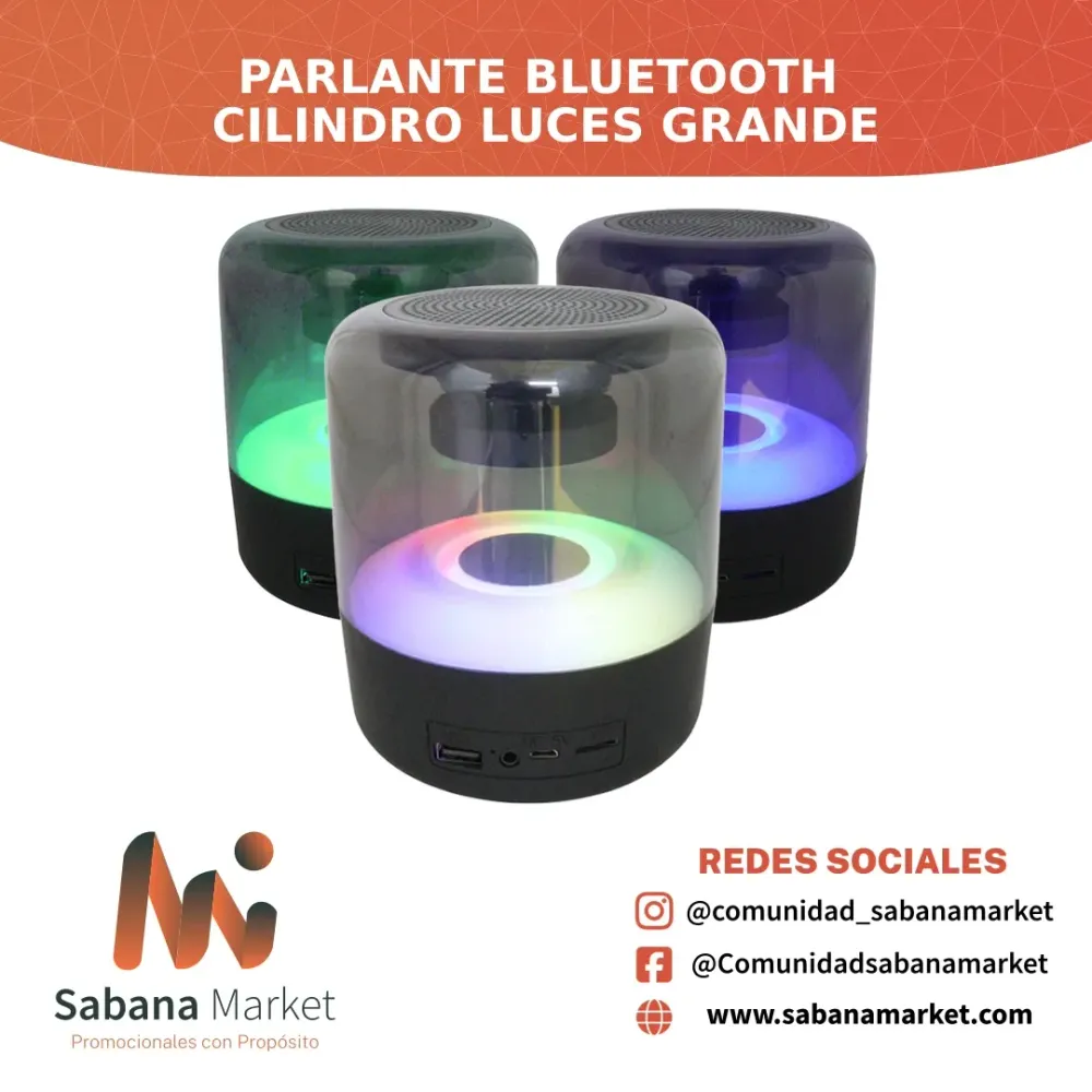 Parlante Bluetooth Cilindro Luces Grande
