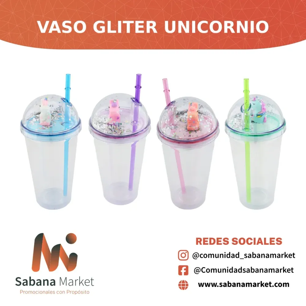 Vaso Gliter Unicornio