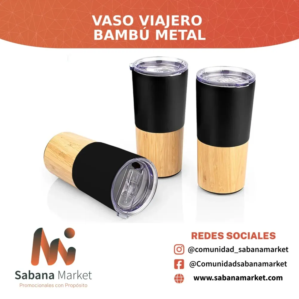 Vaso Viajero Bambú Metal