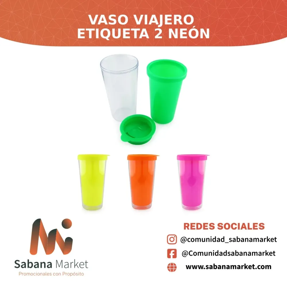 Vaso Viajero Etiqueta 2 Neón