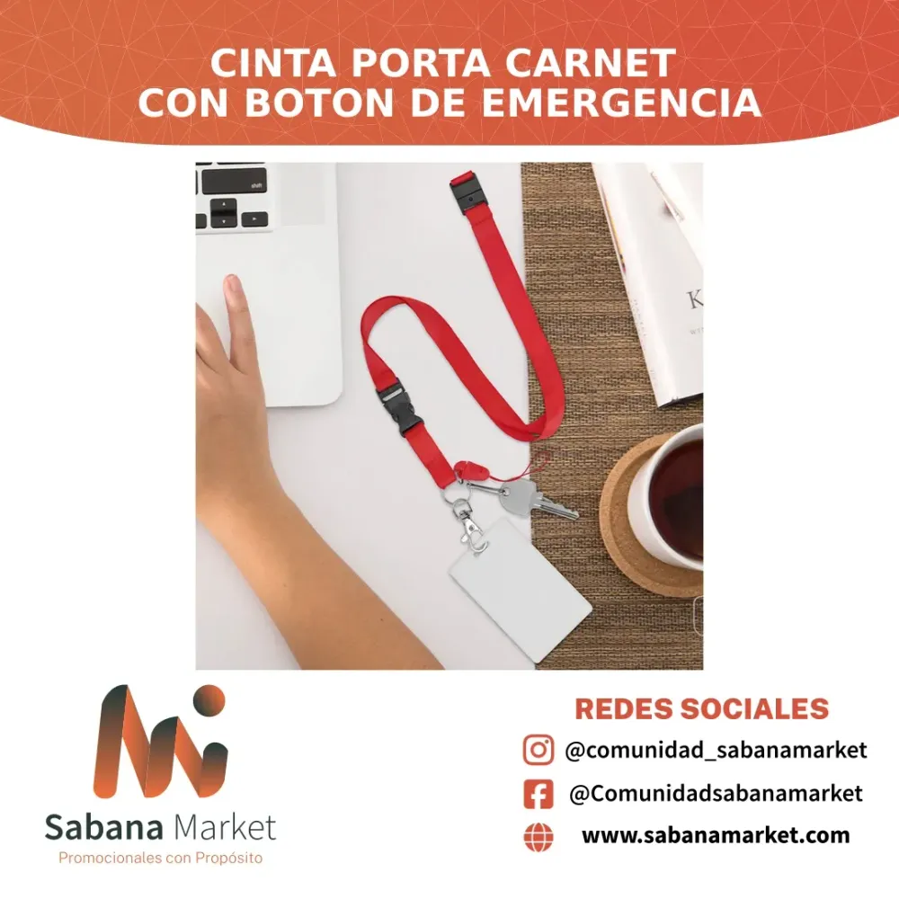 Cinta Porta Carnet con Boton de Emergencia