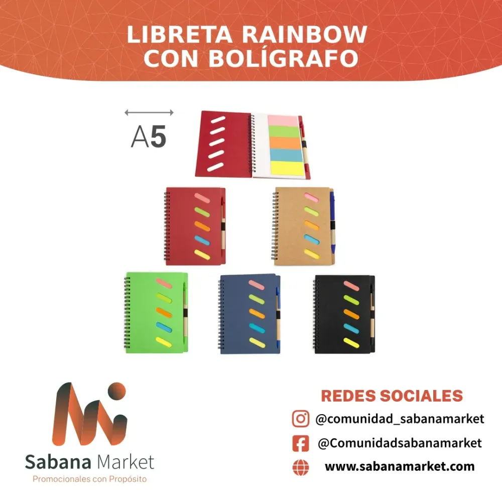 LIBRETA RAINBOW CON BOLÍGRAFO