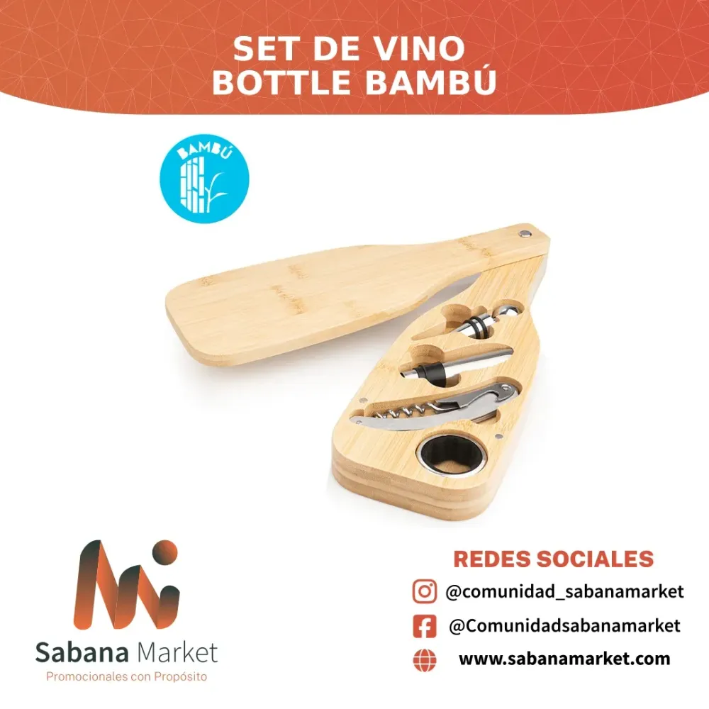 Set de Vino Bottle Bambú