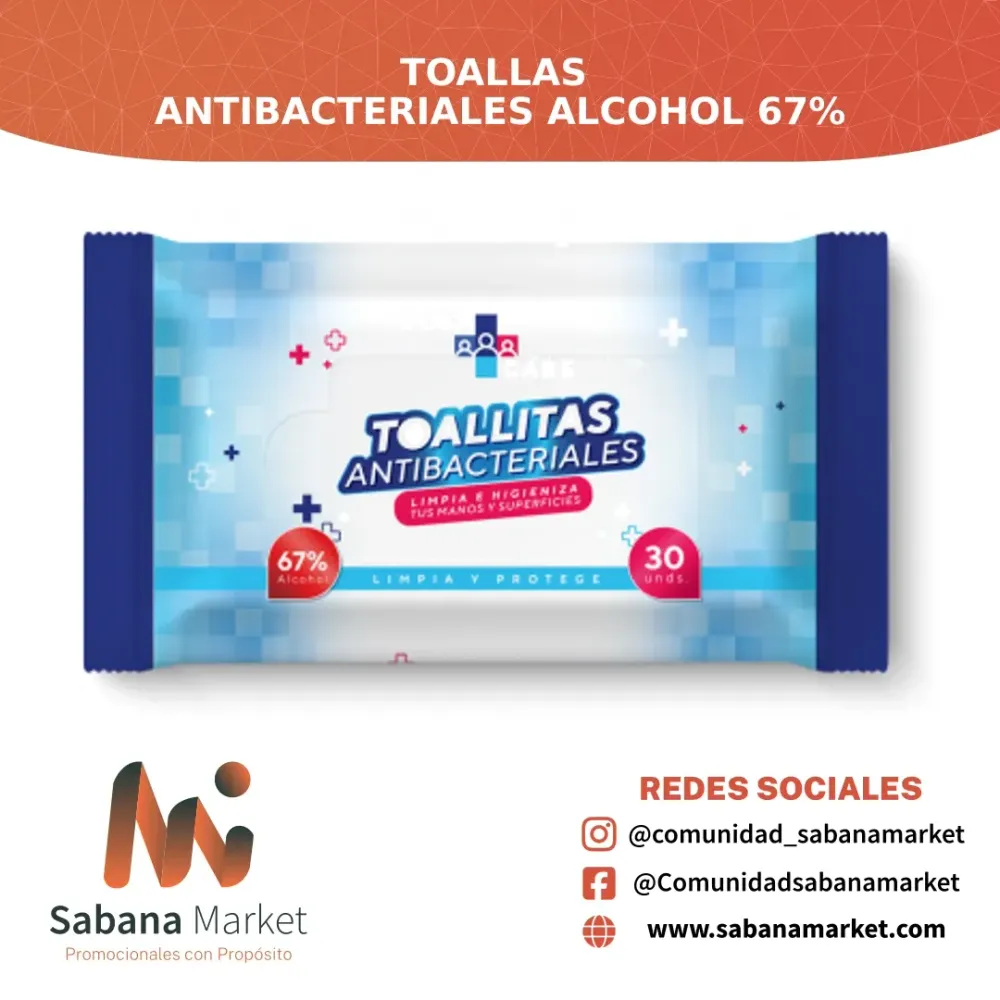 Toallas Antibacteriales Alcohol 67%