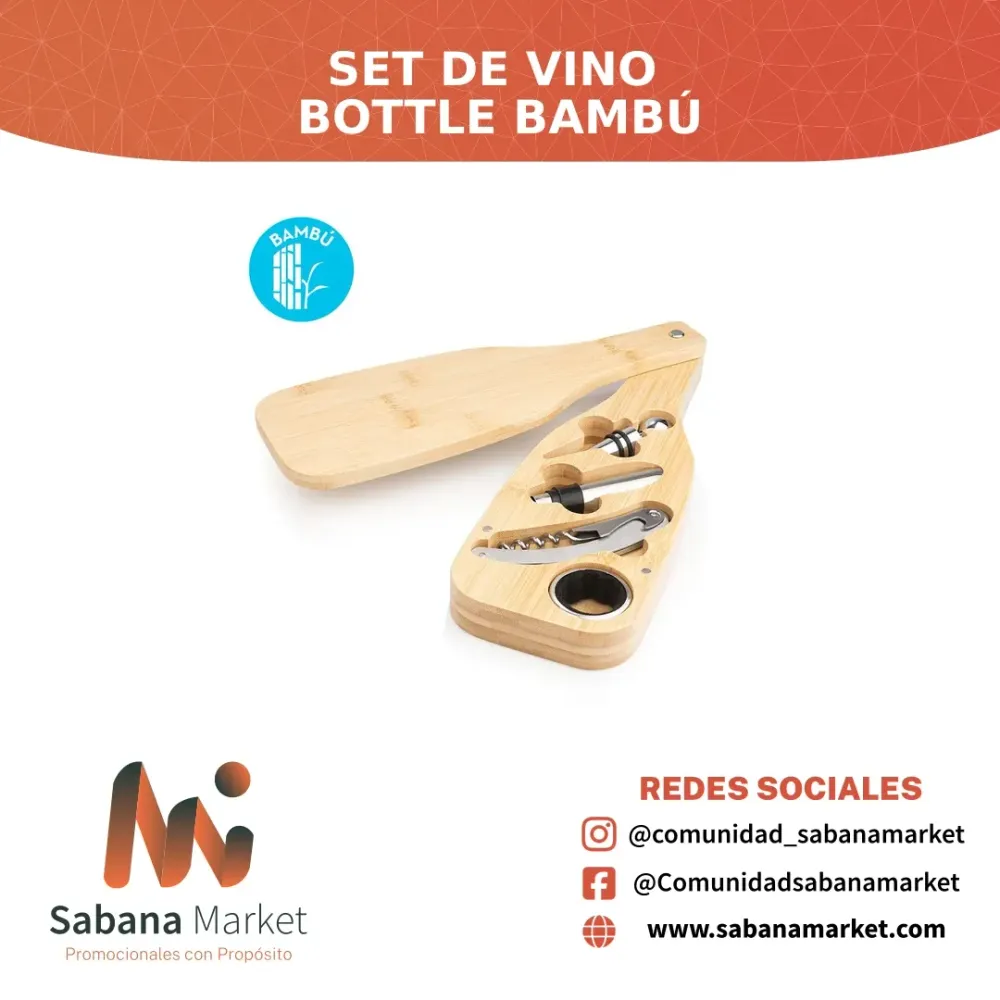 SET DE VINO BOTTLE BAMBÚ